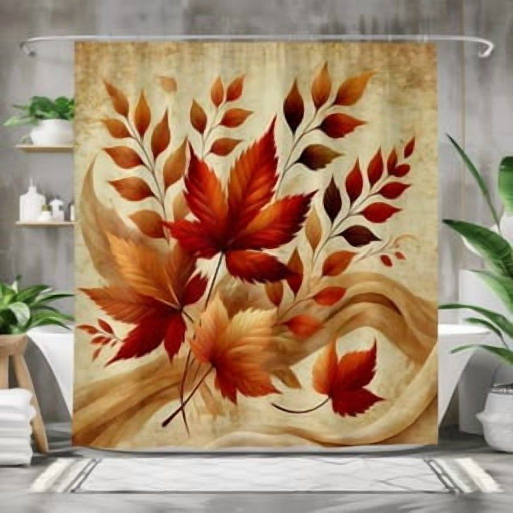 Autumn Leaves Shower Curtain, Fall Bathroom Decor, High-Quality Fabric, Multi-Size Options, Home Decoration
