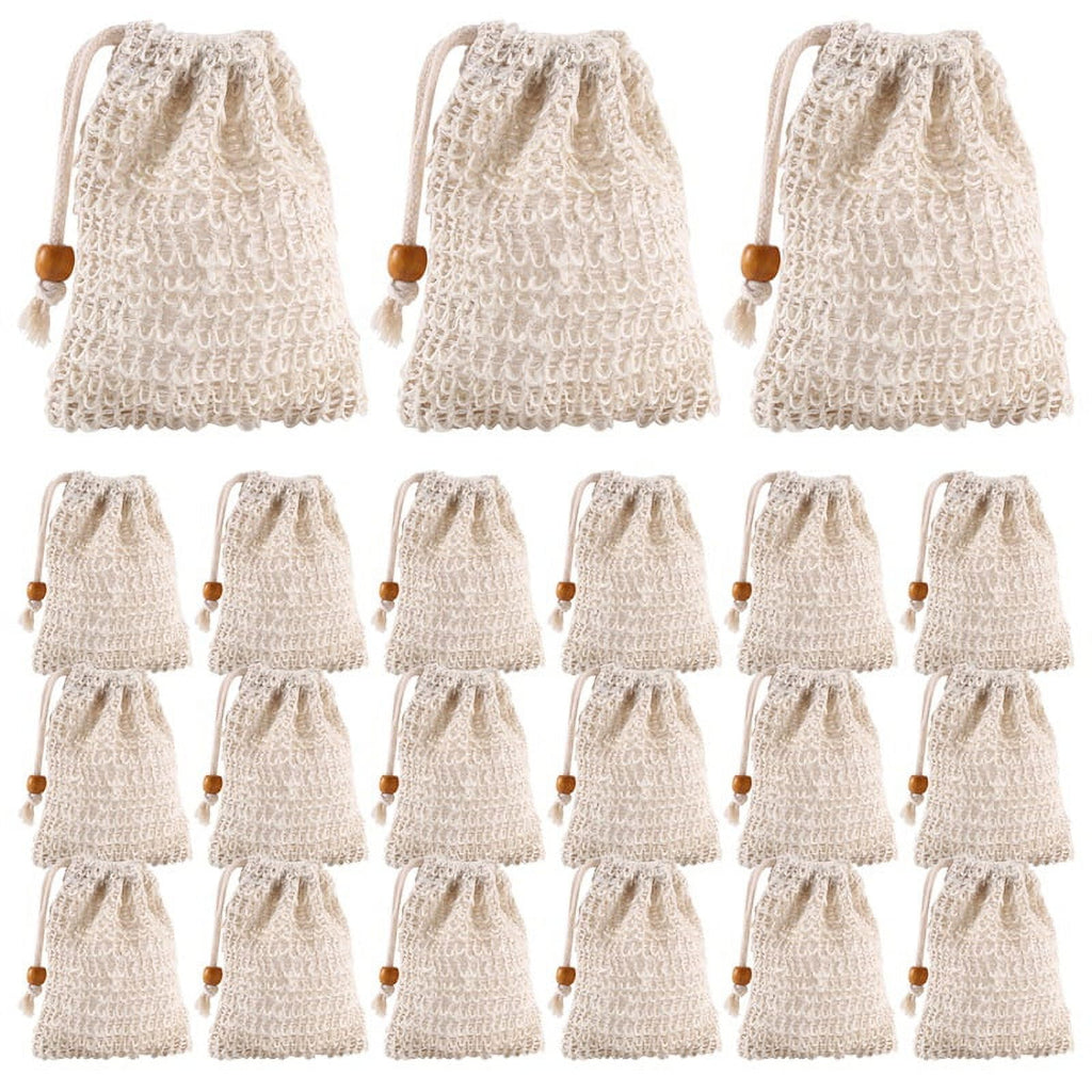 40 Pack Soap Exfoliating Bags,Soap Saver Made Sisal Mesh Soap Bag Bar Soap Bag with Drawstring for Bath &amp; Shower Use