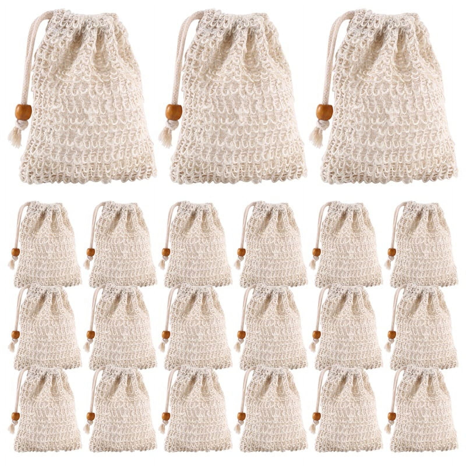 40 Pack Soap Exfoliating Bags,Soap Saver Made Sisal Mesh Soap Bag Bar Soap Bag with Drawstring for Bath &amp; Shower Use