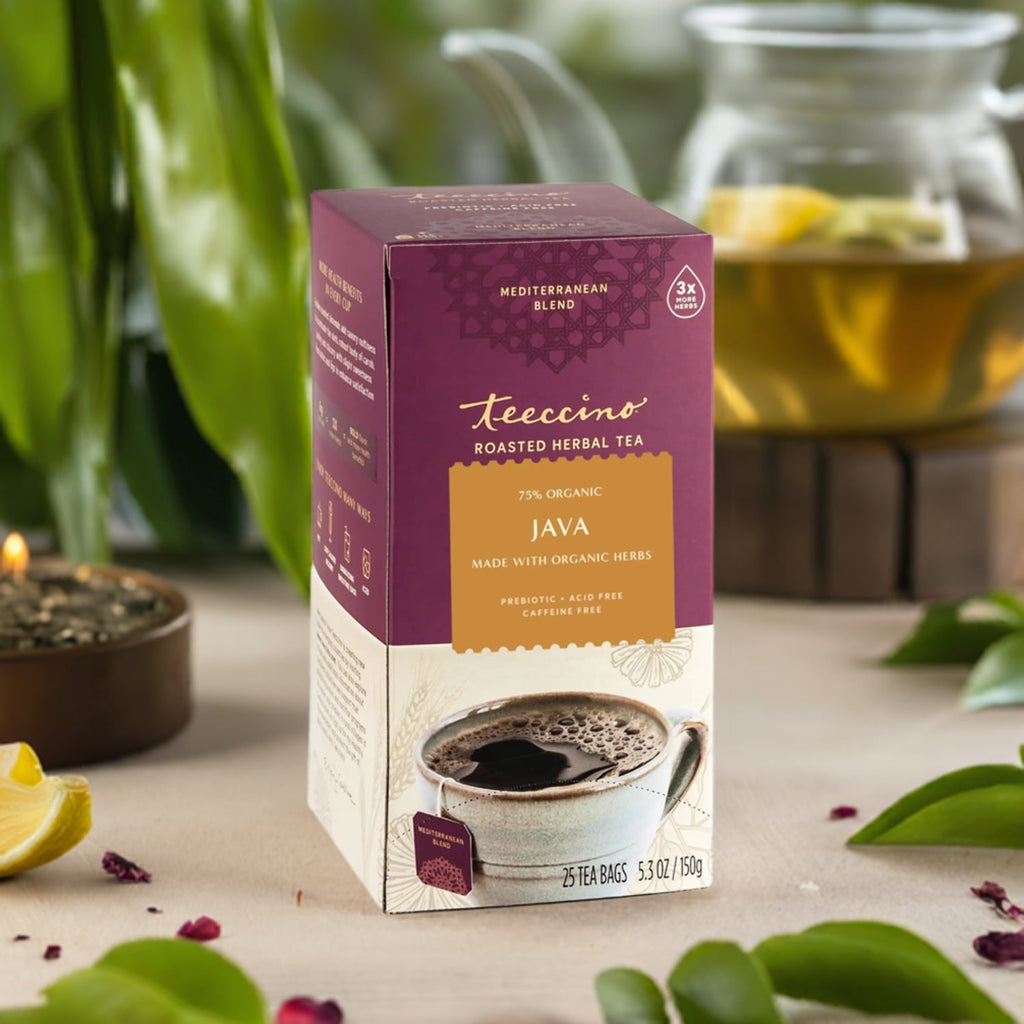 Teeccino Roasted Herbal Tea, Java, Caffeine Free, 25 Tea Bags, 5.3 oz (150 g)