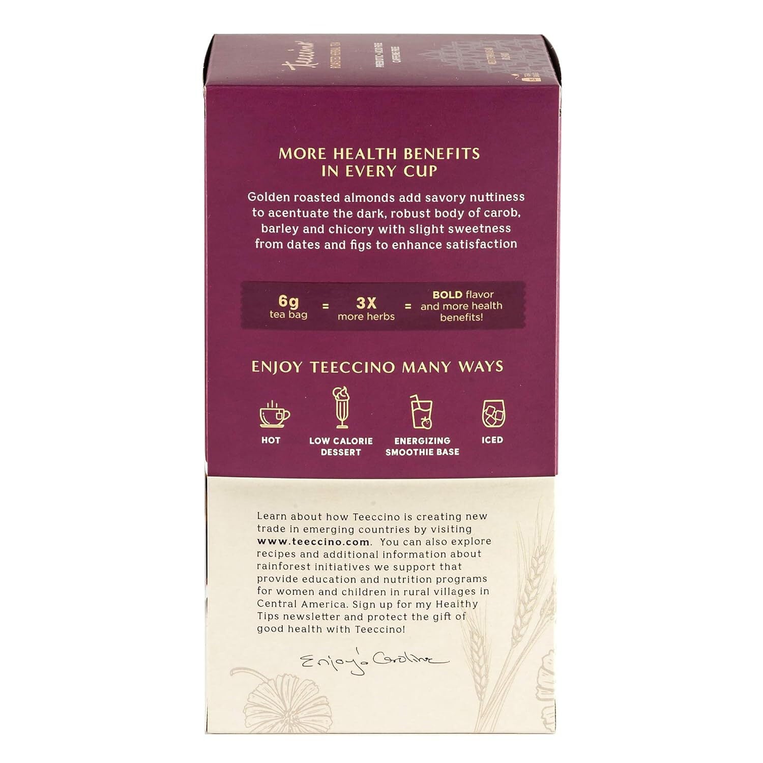 Teeccino Roasted Herbal Tea, Java, Caffeine Free, 25 Tea Bags, 5.3 oz (150 g)