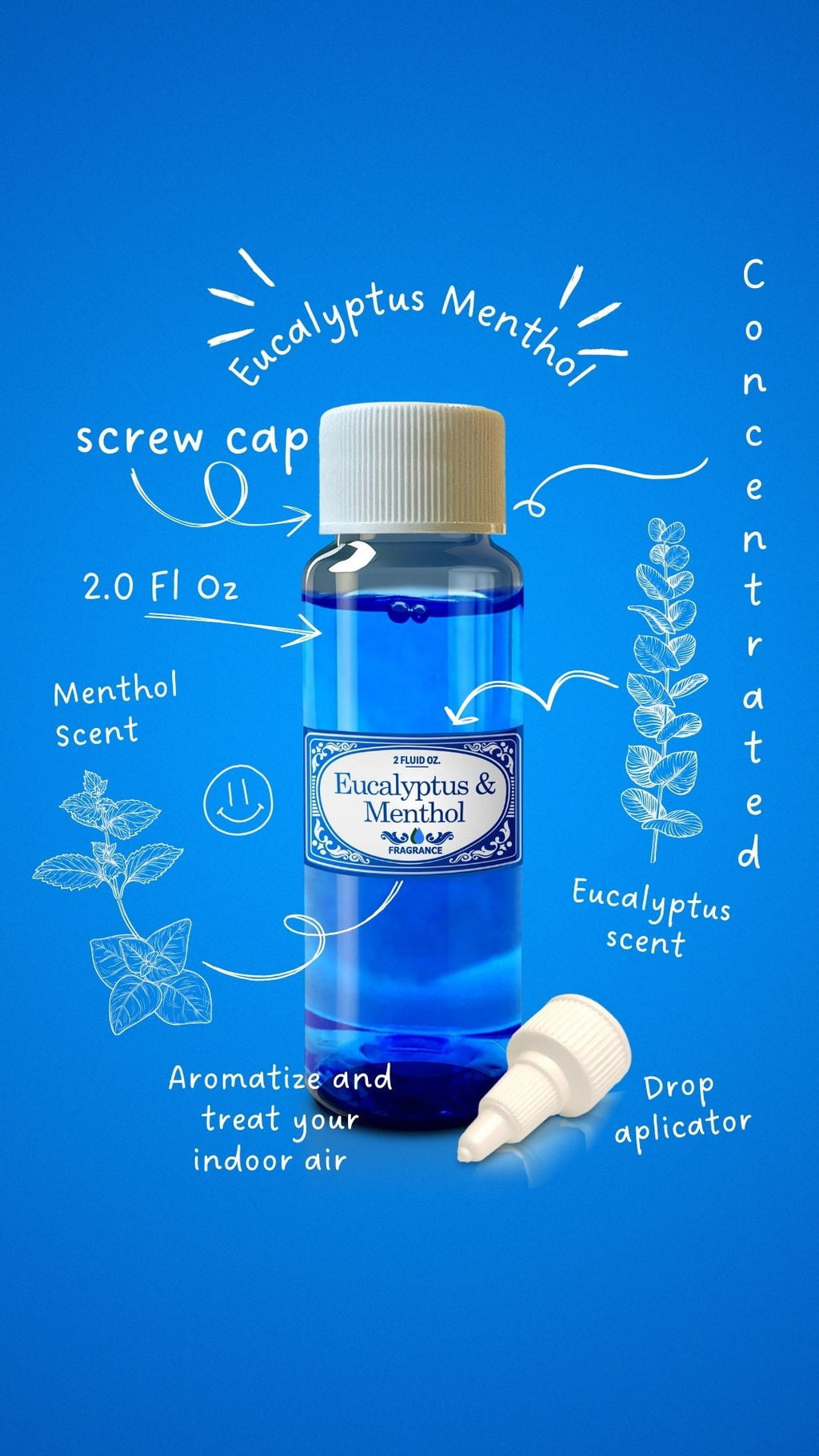 Eucalyptus Menthol Concentrated Single Bottle 2.0 fl oz Rainbow Vacuum Fragrance, Hyla, Sirena, Diffusers, Aromatherapy, Rainmate, Fragrances, Not Made by Rexair or Rainbow