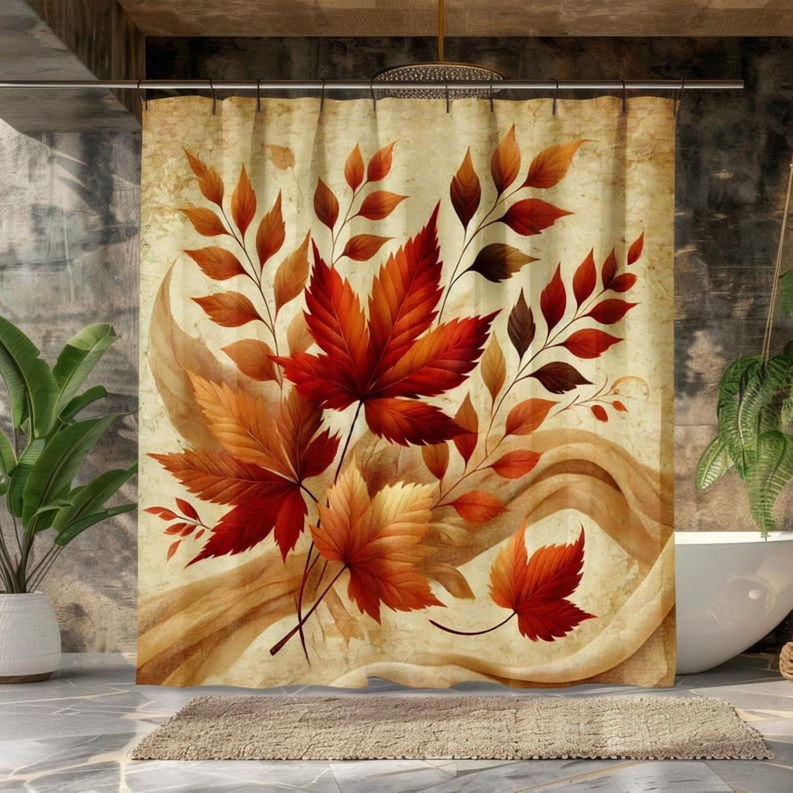 Autumn Leaves Shower Curtain, Fall Bathroom Decor, High-Quality Fabric, Multi-Size Options, Home Decoration